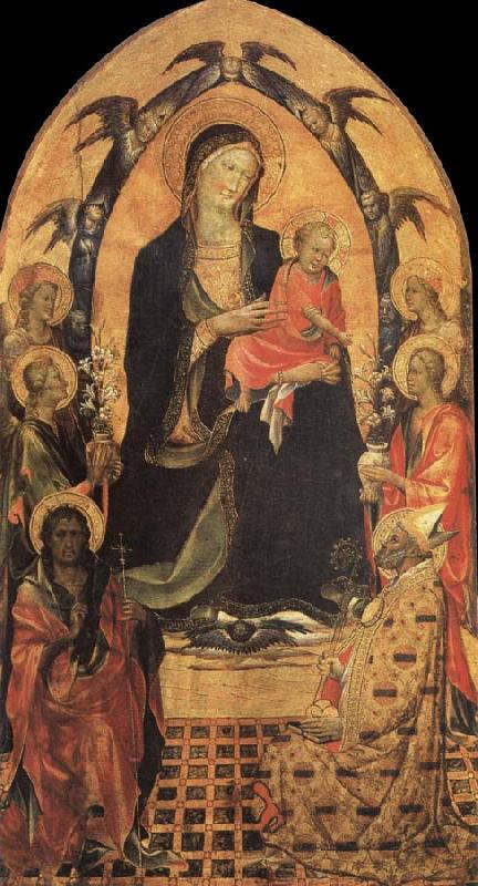 Gherardo Starnina The Madonna and the Nino with San Juan the Baptist, San Nicolas and four angeles